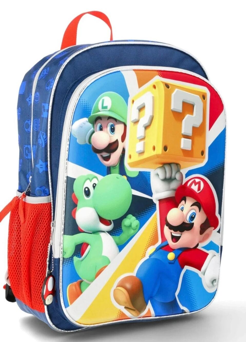 Super Mario Boys 3D 17" Padded Laptop Water Resistant Backpack NWT